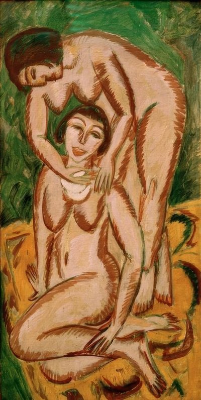 Two Female Nudes in Portrait Format by Ernst Ludwig Kirchner